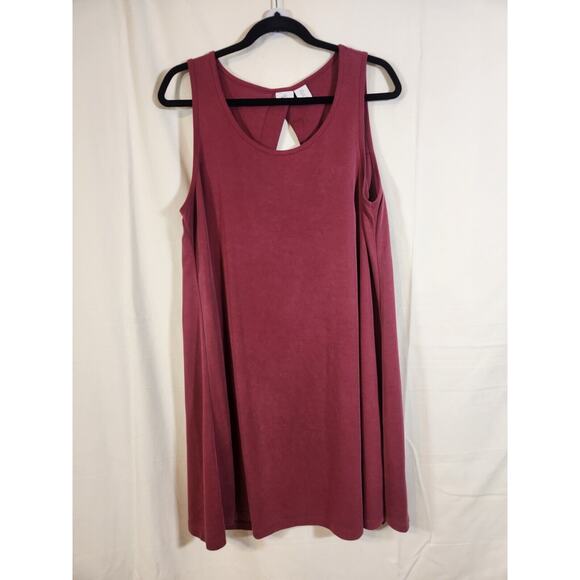 Avec Toi Boutique $127 Large Burgundy Sleeveless Cross Cutout Back Swing Dress - Picture 1 of 8